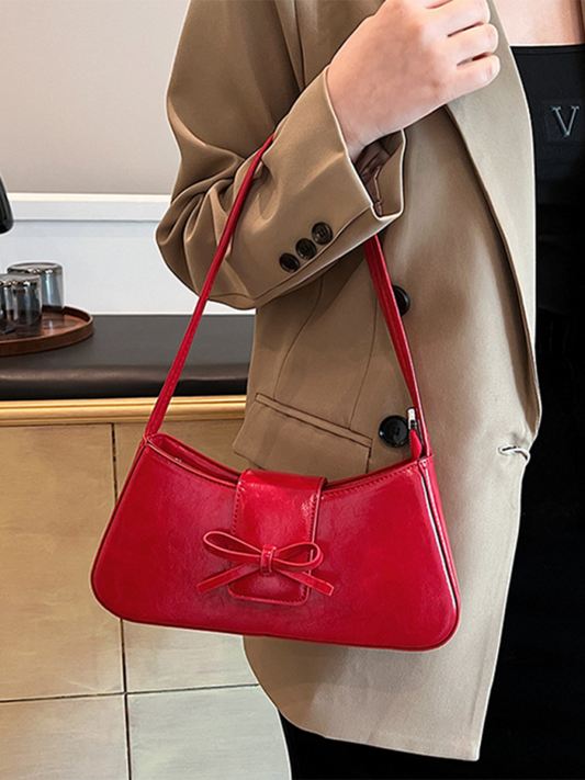 Bowknot underarm shoulder bag small square handbag-[Adult]-[Female]-Red-FREESIZE-2022 Online Blue Zone Planet