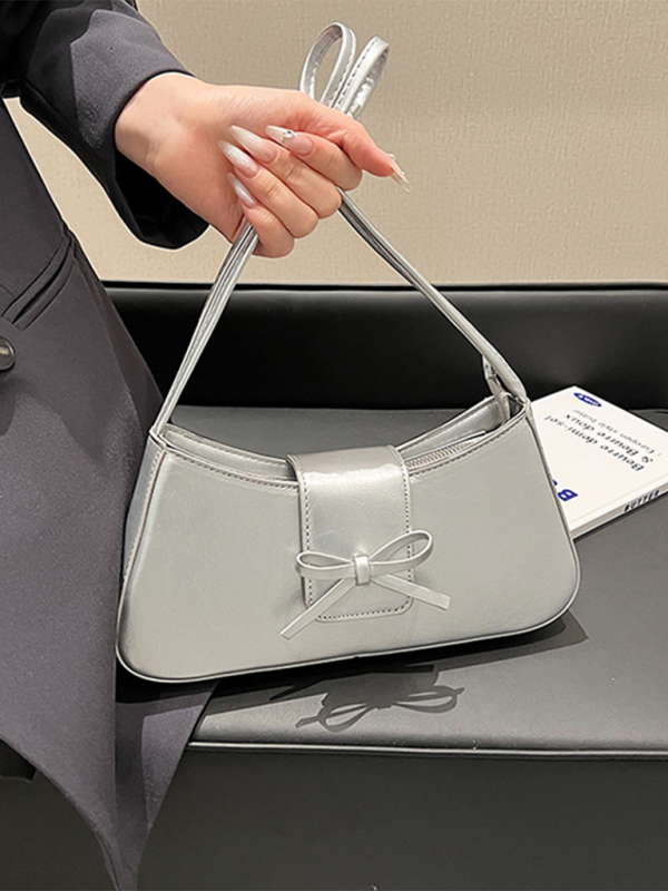Bowknot underarm shoulder bag small square handbag-[Adult]-[Female]-2022 Online Blue Zone Planet