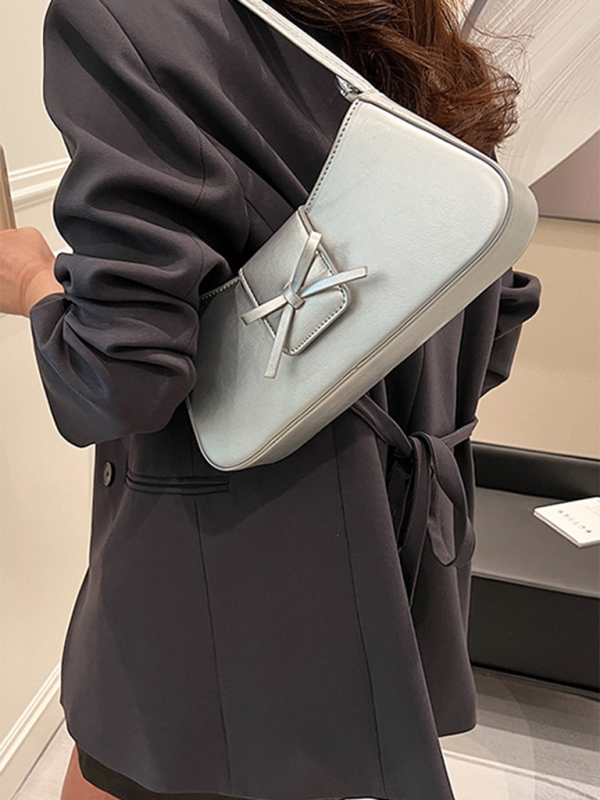 Bowknot underarm shoulder bag small square handbag-[Adult]-[Female]-2022 Online Blue Zone Planet