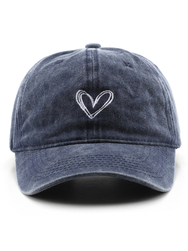 Fashion retro washed distressed love cap sun hat baseball cap-BASEBALL HATS-[Adult]-[Female]-Grey-F-2022 Online Blue Zone Planet