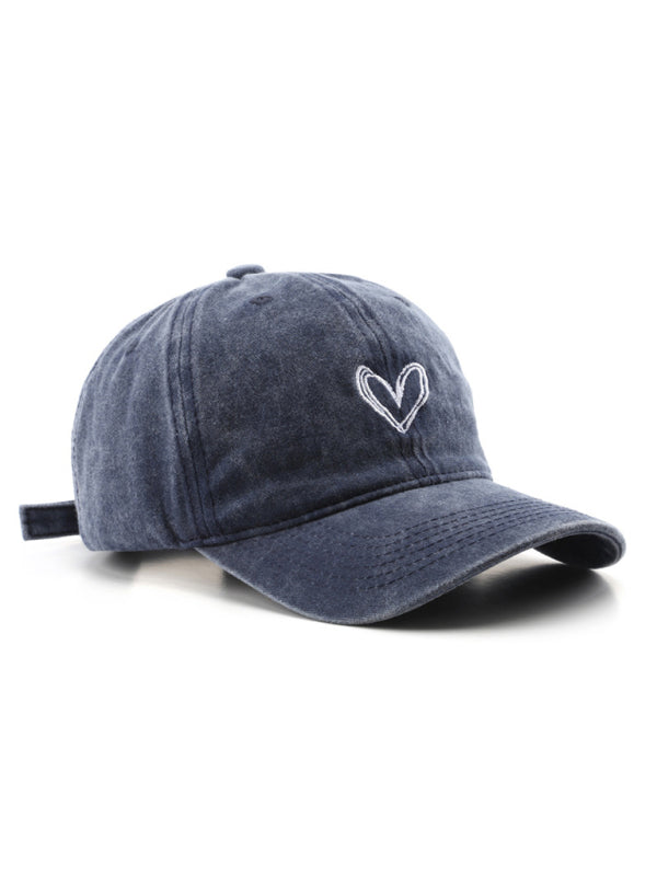 Fashion retro washed distressed love cap sun hat baseball cap-BASEBALL HATS-[Adult]-[Female]-2022 Online Blue Zone Planet