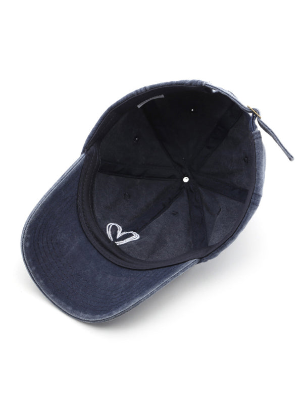 Fashion retro washed distressed love cap sun hat baseball cap-BASEBALL HATS-[Adult]-[Female]-Champlain color-F-2022 Online Blue Zone Planet