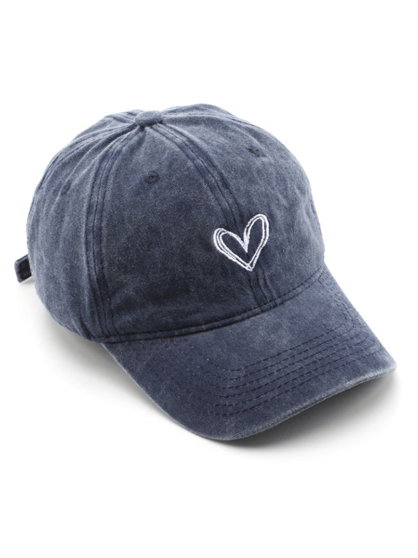 Fashion retro washed distressed love cap sun hat baseball cap-BASEBALL HATS-[Adult]-[Female]-2022 Online Blue Zone Planet