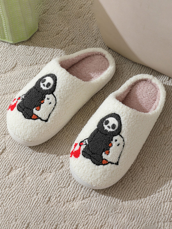 Halloween pattern home plush warm slippers-[Adult]-[Female]-Pattern1-35-2022 Online Blue Zone Planet