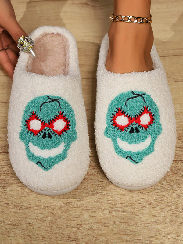 Halloween pattern home plush warm slippers-[Adult]-[Female]-Pattern3-35-2022 Online Blue Zone Planet