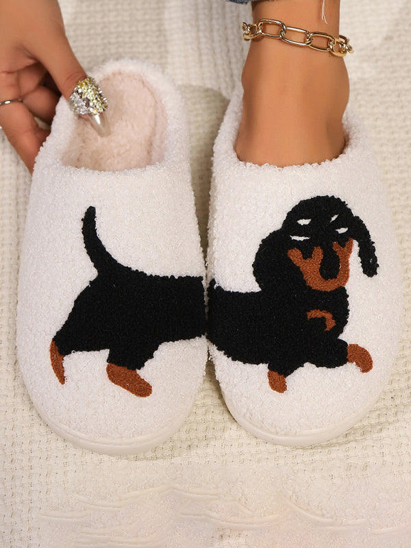 Halloween Ghost House Pattern Home Plush Warm Slippers-[Adult]-[Female]-Pattern1-35-2022 Online Blue Zone Planet