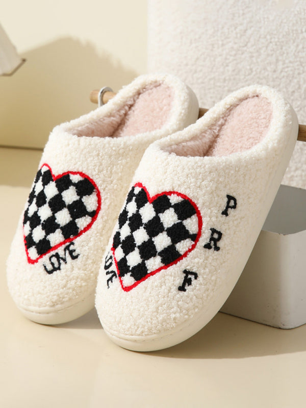 Halloween Ghost House Pattern Home Plush Warm Slippers-[Adult]-[Female]-Pattern3-35-2022 Online Blue Zone Planet