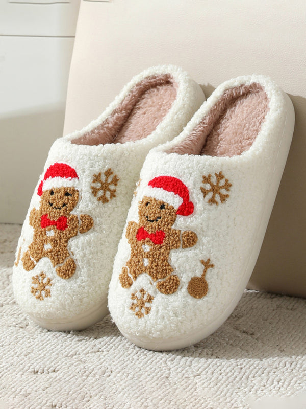 Christmas Snowman Indoor Home Plush Slippers-[Adult]-[Female]-White-36-2022 Online Blue Zone Planet