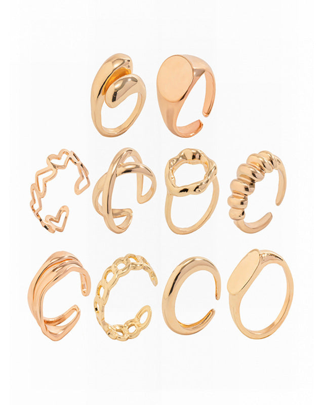 Rebel Twists & Chains Punk Ring Set-RINGS-[Adult]-[Female]-2022 Online Blue Zone Planet