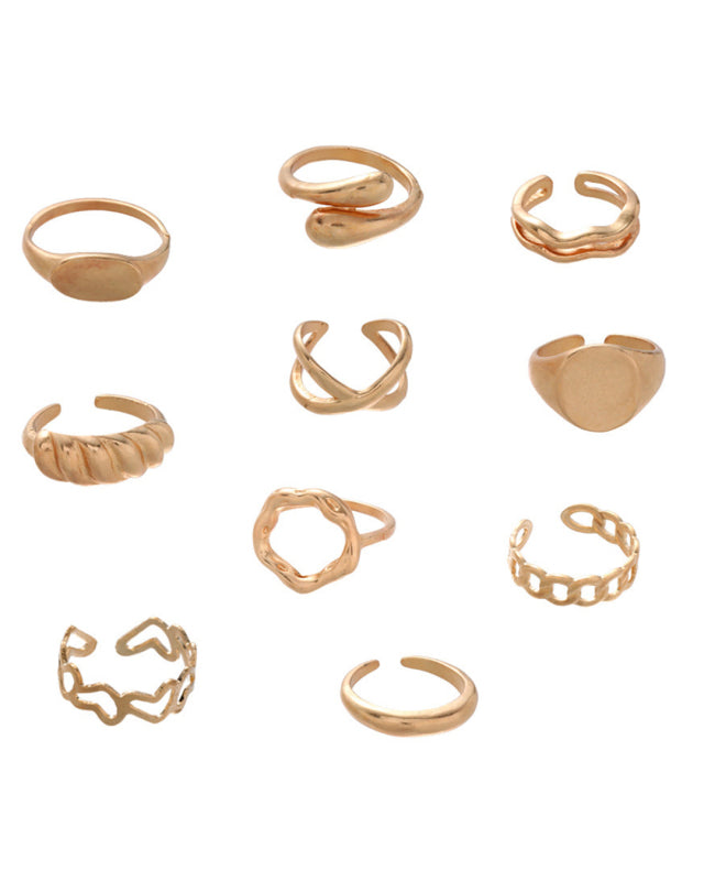 Rebel Twists & Chains Punk Ring Set-RINGS-[Adult]-[Female]-2022 Online Blue Zone Planet