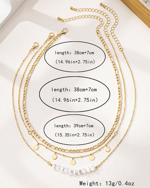 Simple and elegant irregular imitation pearl metal disc women's necklace set-[Adult]-[Female]-2022 Online Blue Zone Planet