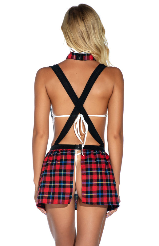 Plaid Sleeveless Babydoll Lingerie with Tie-[Adult]-[Female]-2022 Online Blue Zone Planet