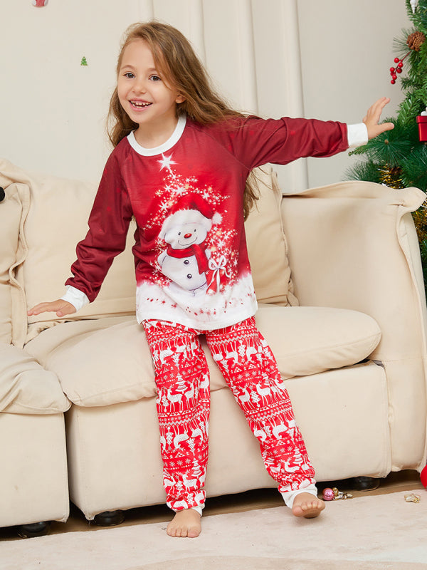 Blue Zone Planet | Christmas snowman scarf parent-child Christmas home wear pajamas set-TOPS / DRESSES-[Adult]-[Female]-2022 Online Blue Zone Planet