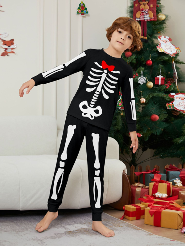 Blue Zone Planet | Halloween Parent-Child Home Costume Skeleton Bones Adult Child Neat Costume Pajama Set-TOPS / DRESSES-[Adult]-[Female]-2022 Online Blue Zone Planet