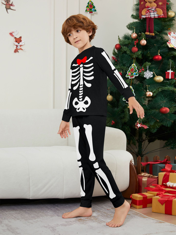 Blue Zone Planet | Halloween Parent-Child Home Costume Skeleton Bones Adult Child Neat Costume Pajama Set-TOPS / DRESSES-[Adult]-[Female]-2022 Online Blue Zone Planet