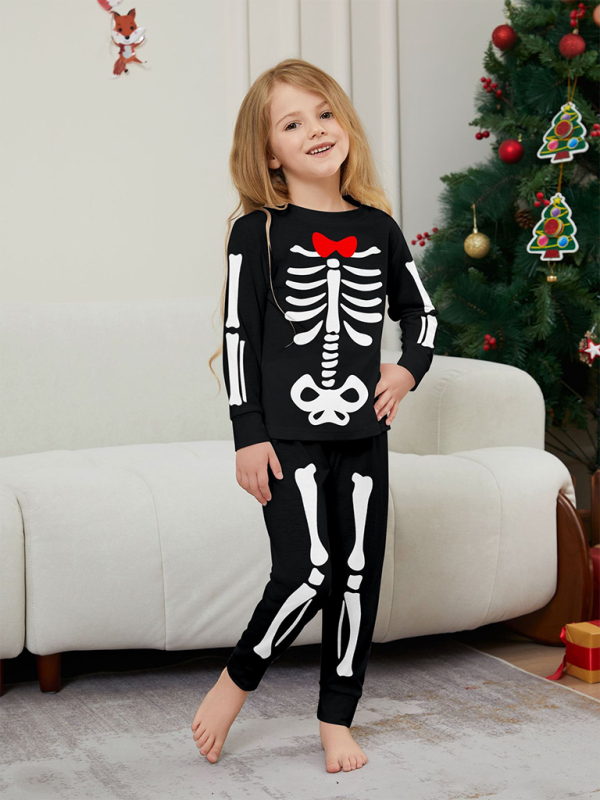 Blue Zone Planet | Halloween Parent-Child Home Costume Skeleton Bones Adult Child Neat Costume Pajama Set-TOPS / DRESSES-[Adult]-[Female]-2022 Online Blue Zone Planet