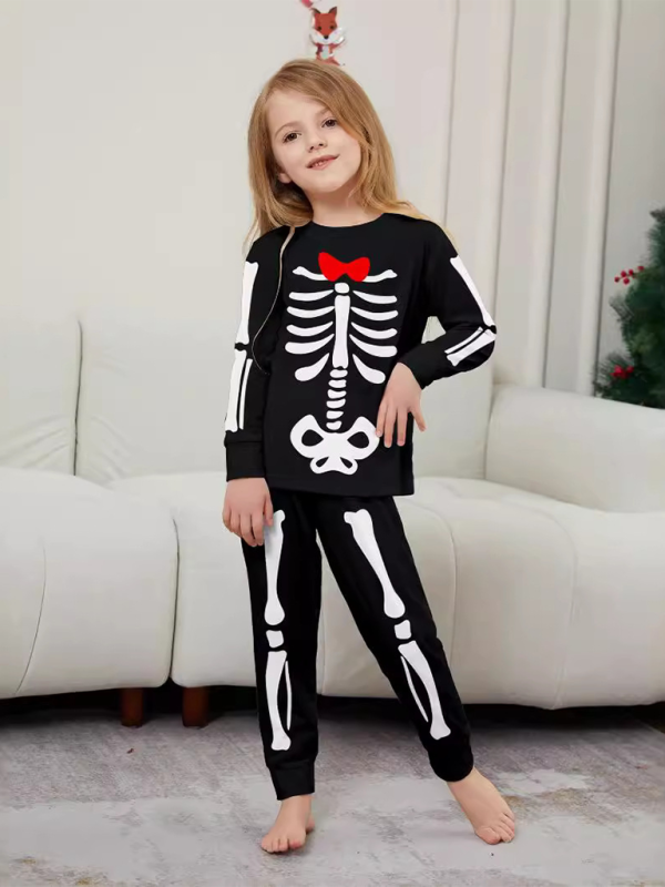 Blue Zone Planet | Halloween Parent-Child Home Costume Skeleton Bones Adult Child Neat Costume Pajama Set-TOPS / DRESSES-[Adult]-[Female]-2022 Online Blue Zone Planet