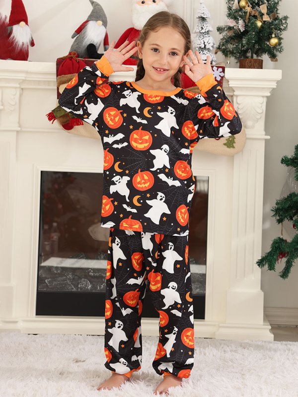 Blue Zone Planet | Halloween Homewear Spider Pumpkin Printed Two Piece Pajama Set-TOPS / DRESSES-[Adult]-[Female]-2022 Online Blue Zone Planet