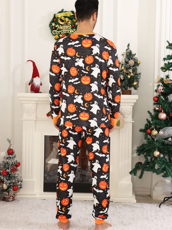 Blue Zone Planet | Halloween Homewear Spider Pumpkin Printed Two Piece Pajama Set-TOPS / DRESSES-[Adult]-[Female]-2022 Online Blue Zone Planet