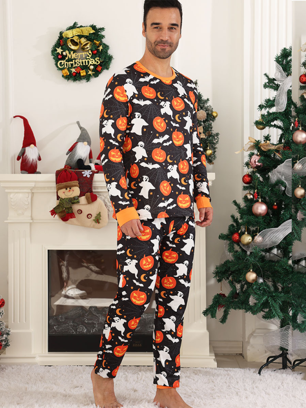 Blue Zone Planet | Halloween Homewear Spider Pumpkin Printed Two Piece Pajama Set-TOPS / DRESSES-[Adult]-[Female]-2022 Online Blue Zone Planet