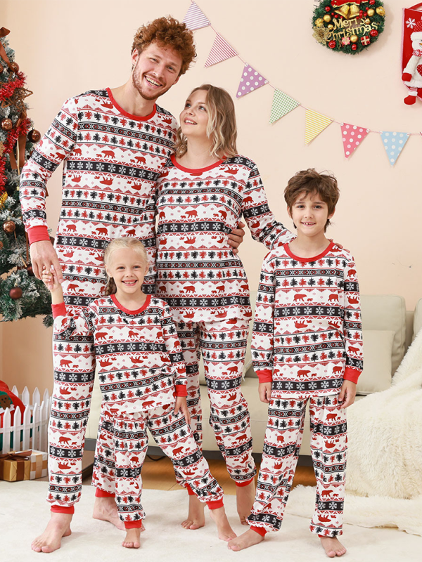 Christmas Loungewear Parent-Child Set Plaid Patchwork Printed Loungewear-[Adult]-[Female]-Red-S-2022 Online Blue Zone Planet