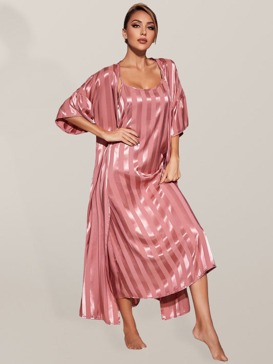 Blue Zone Planet | Strap pajamas women's long nightgown high-end home service set-TOPS / DRESSES-[Adult]-[Female]-Pink-S-2022 Online Blue Zone Planet