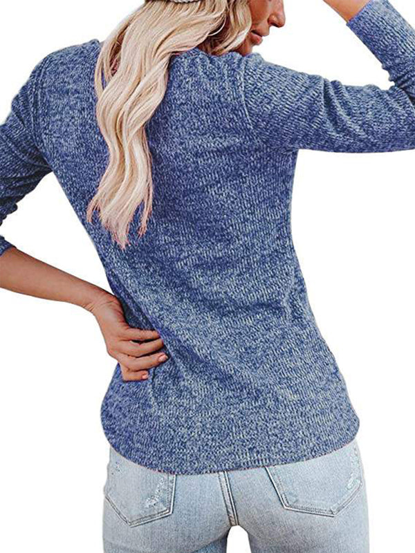 Blue Zone Planet |  Long Sleeve Henley Shirts V Neck Down Tops BLUE ZONE PLANET