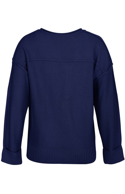 Women's Solid Color V Neck Single Breasted Sweater-[Adult]-[Female]-2022 Online Blue Zone Planet