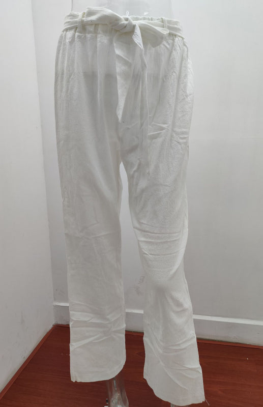 Women's European And American Elastic Waist Solid Color Belt Loose Trousers-[Adult]-[Female]-2022 Online Blue Zone Planet