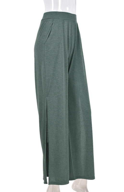 Blue Zone Planet | Knit Trousers Tied Open Slits-TOPS / DRESSES-[Adult]-[Female]-2022 Online Blue Zone Planet