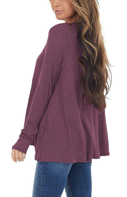 V-Neck Long-Sleeved Loose Bottoming Shirt-TOPS / DRESSES-[Adult]-[Female]-2022 Online Blue Zone Planet