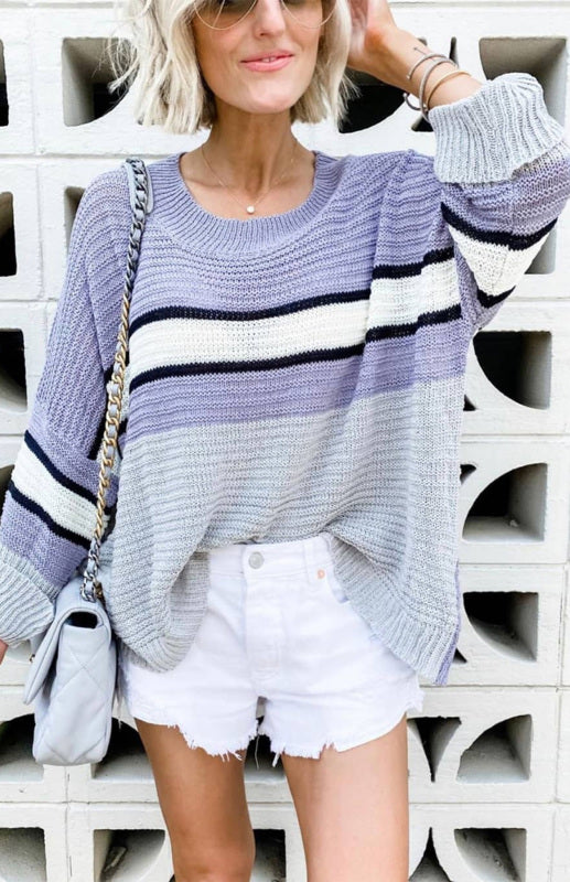 Blue Zone Planet |  Ol Commuter Striped Pullover Sweater Women Knitwear Women Tops BLUE ZONE PLANET