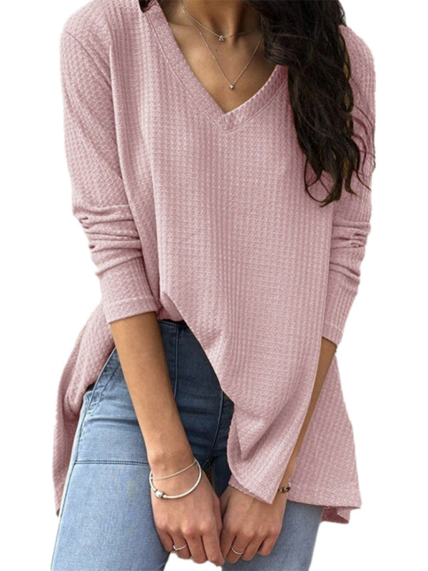 Fall Bottomed Shirt Long Sleeve T-Shirt-TOPS / DRESSES-[Adult]-[Female]-Pink-S-2022 Online Blue Zone Planet