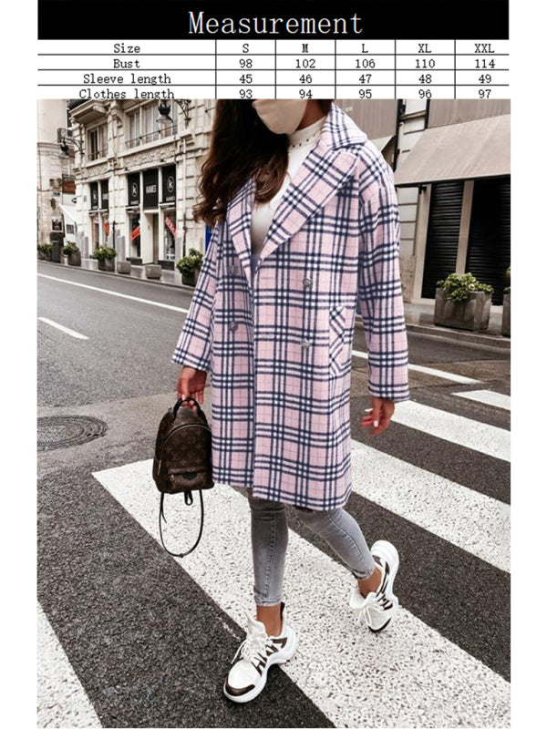 Ladies' Fashionable Double-Breasted Woolen Coat-[Adult]-[Female]-2022 Online Blue Zone Planet