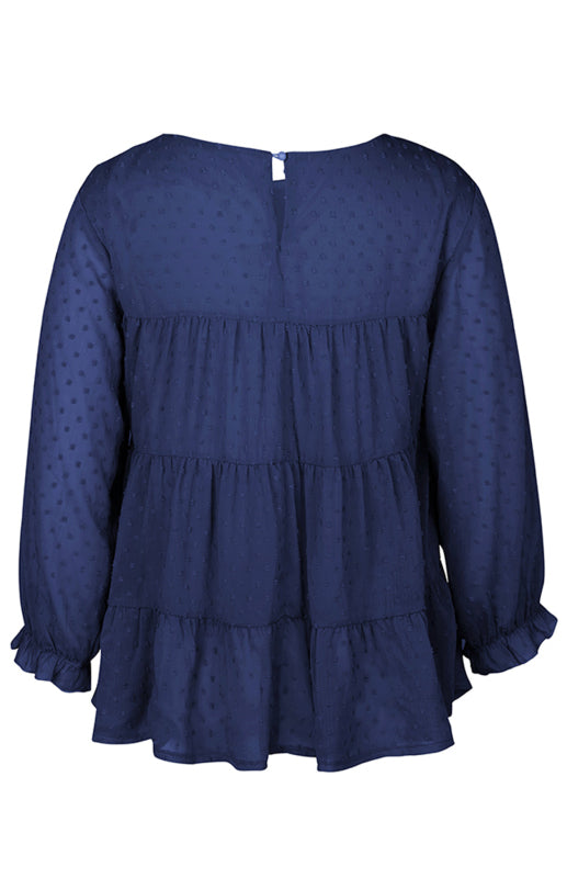 Blue Zone Planet | Ladies Round Neck Jacquard Top BLUE ZONE PLANET