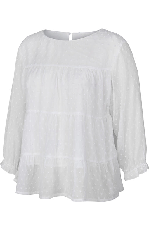 Blue Zone Planet | Ladies Round Neck Jacquard Top BLUE ZONE PLANET