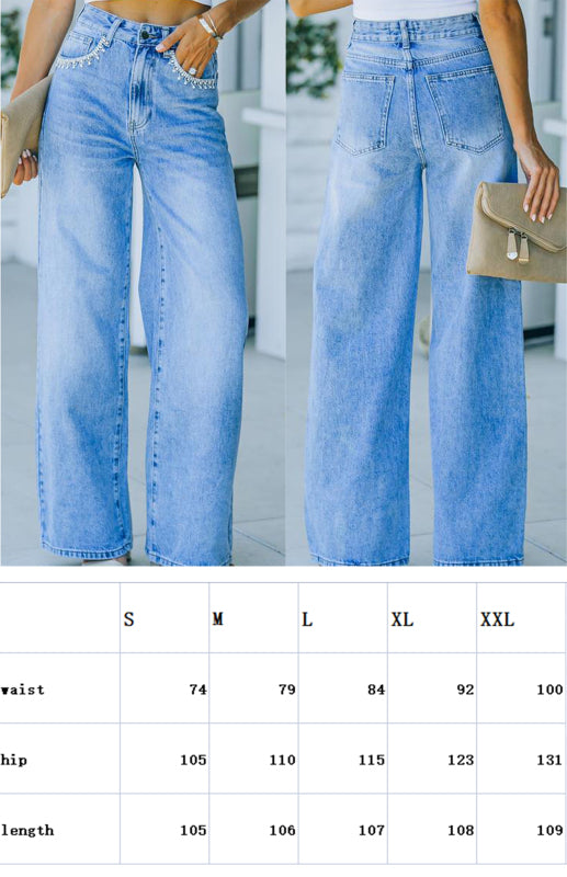 Ava's Petal Pocket Loose Wash Jeans kakaclo