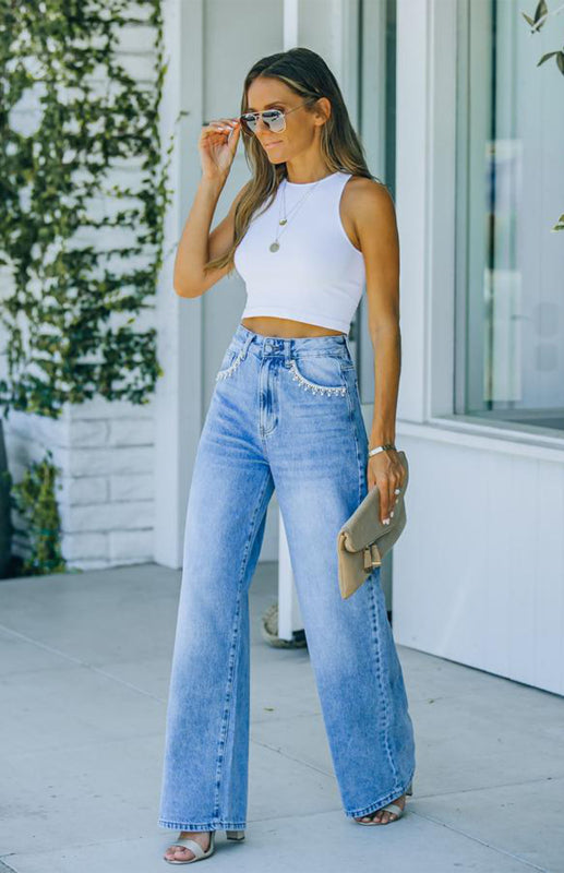 Ava's Petal Pocket Loose Wash Jeans kakaclo