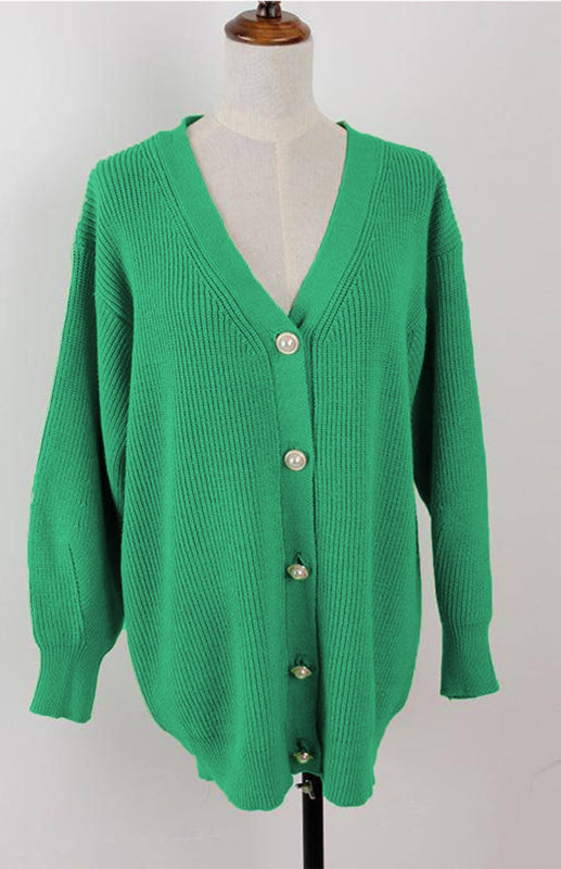 Candy Color Loose Knit Button Cardigan BLUE ZONE PLANET