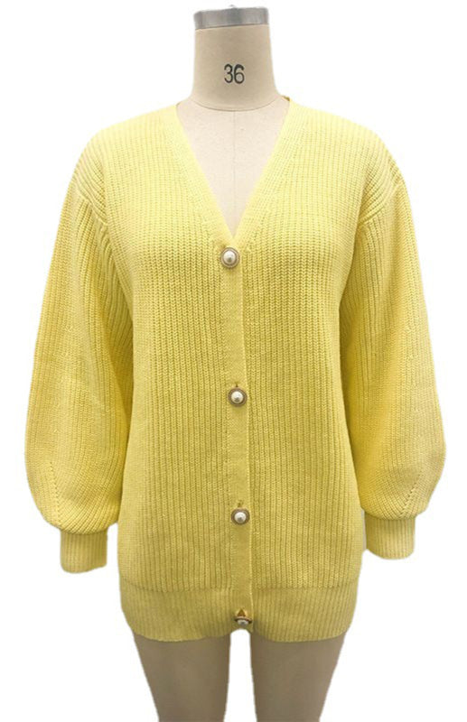 Candy Color Loose Knit Button Cardigan BLUE ZONE PLANET