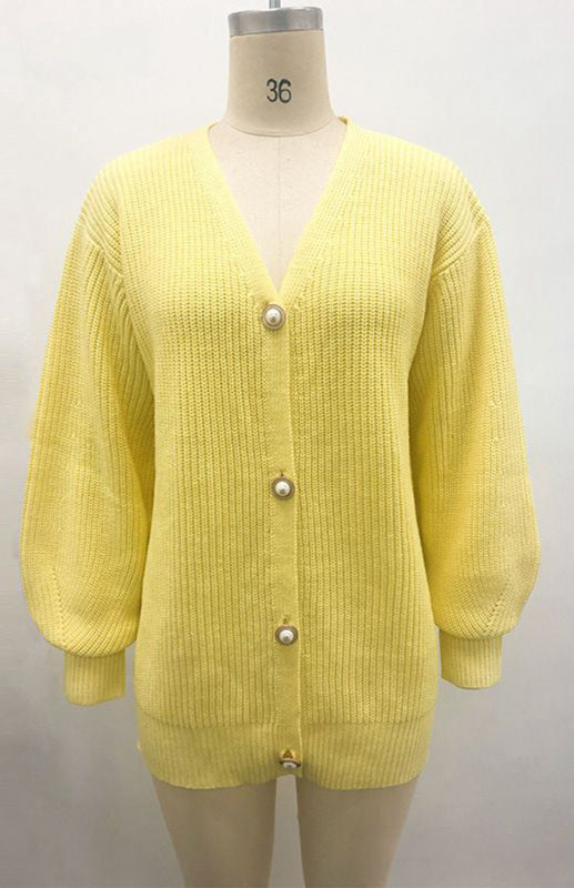 Candy Color Loose Knit Button Cardigan BLUE ZONE PLANET