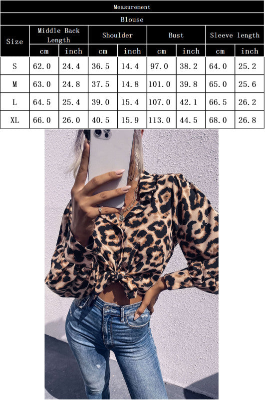 Blue Zone Planet | Long Sleeve Leopard Print Lapel Shirt BLUE ZONE PLANET