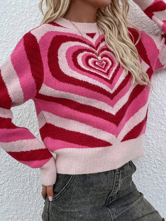 Women'S Round Neck Love Pullover Sweater