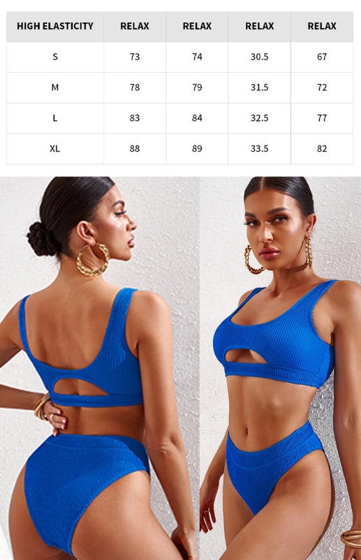 Blue Zone Planet |  Cutout Solid Color Split Swimsuit BLUE ZONE PLANET