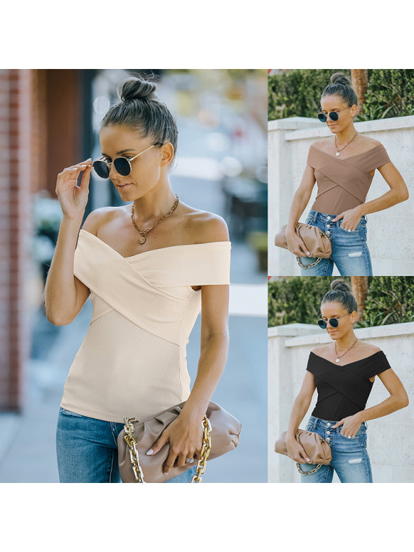 fashion skinny off shoulder top-[Adult]-[Female]-2022 Online Blue Zone Planet