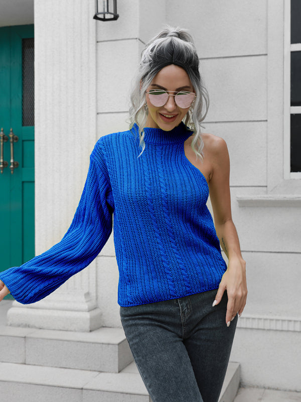 Blue Zone Planet |  one shoulder off shoulder sweater BLUE ZONE PLANET