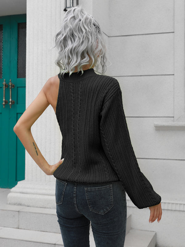 Blue Zone Planet |  one shoulder off shoulder sweater BLUE ZONE PLANET