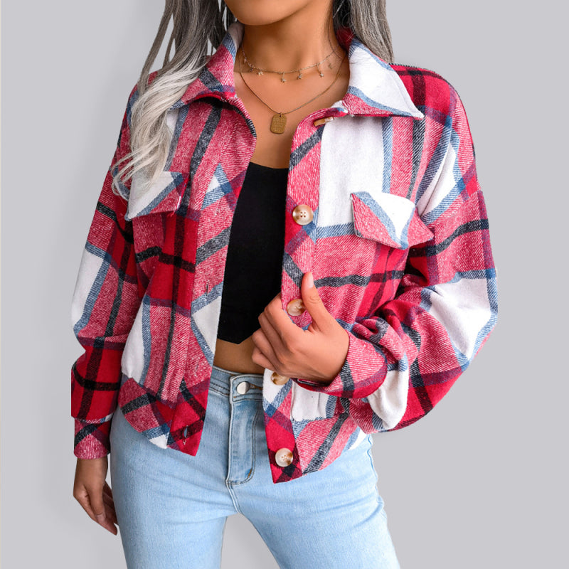 Blue Zone Planet | Plaid lantern long sleeve woolen coat BLUE ZONE PLANET