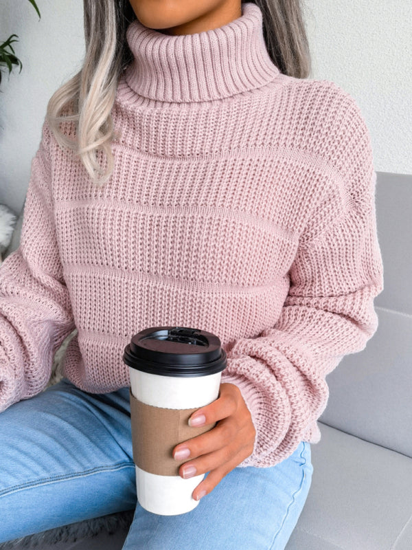 Blue Zone Planet | high collar long sleeve hollow out casual bottomed knitted sweater-TOPS / DRESSES-[Adult]-[Female]-2022 Online Blue Zone Planet