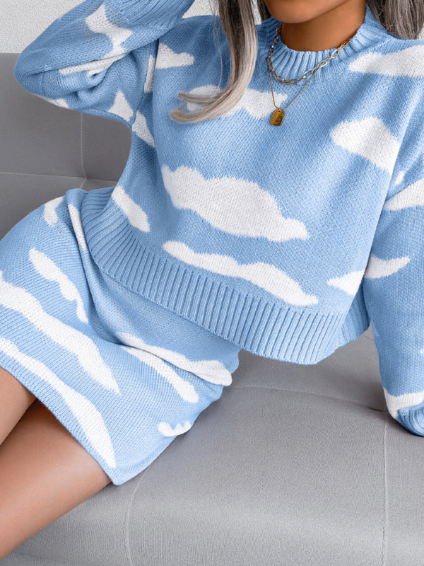 Blue Zone Planet |  Baiyun knitted sweater, buttock wrapped skirt, two-piece set BLUE ZONE PLANET